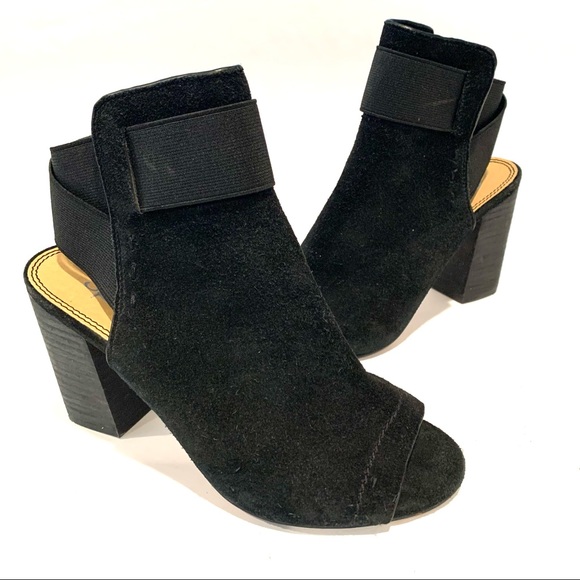 Splendid Diana Black Suede Peep Toe Booties - Picture 1 of 7